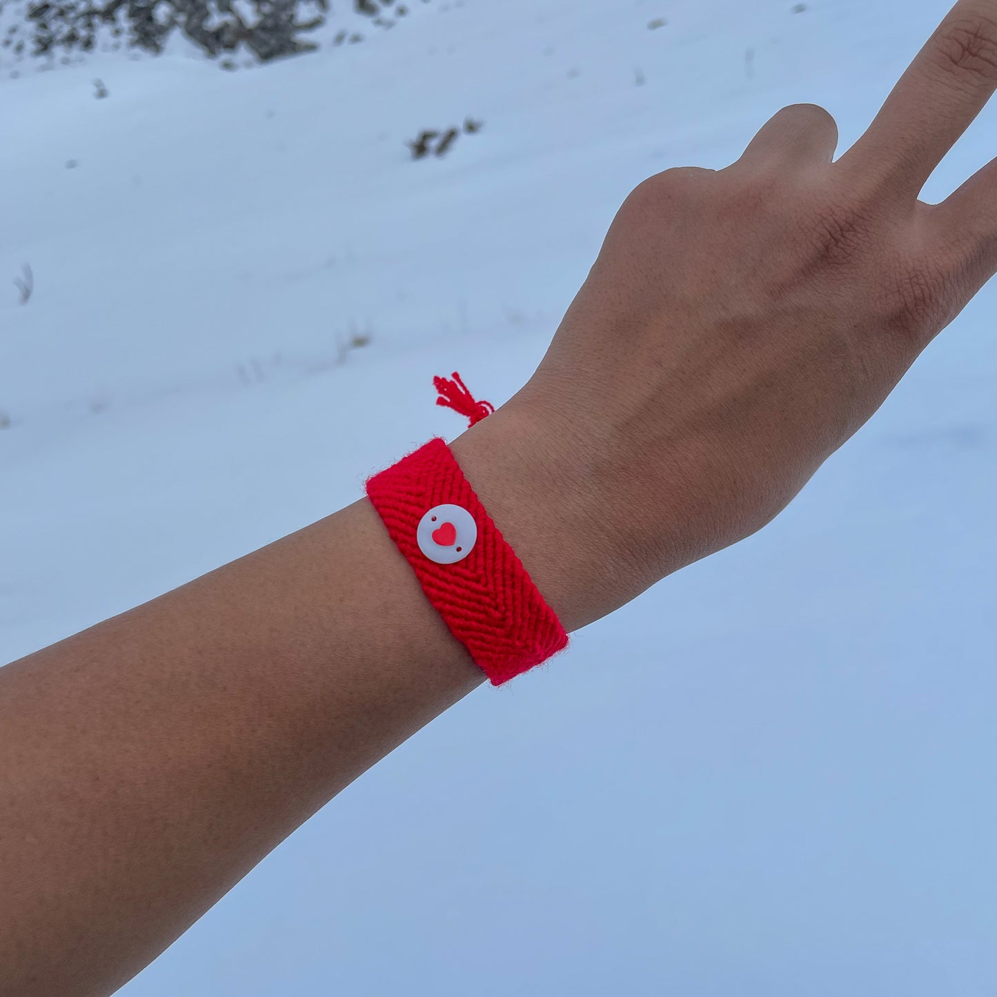 Pulsera wayúu corazón rojo