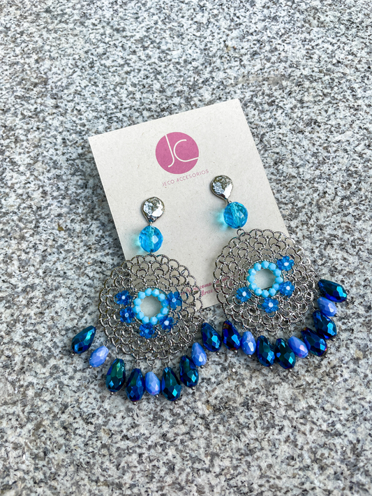 Sapphire Flower Earrings
