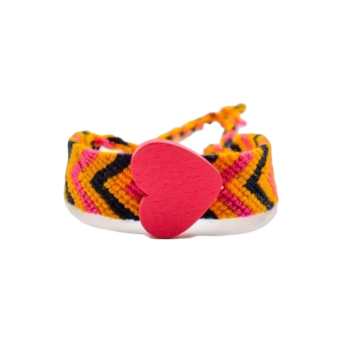 Pulsera Wayuú corazón rosa