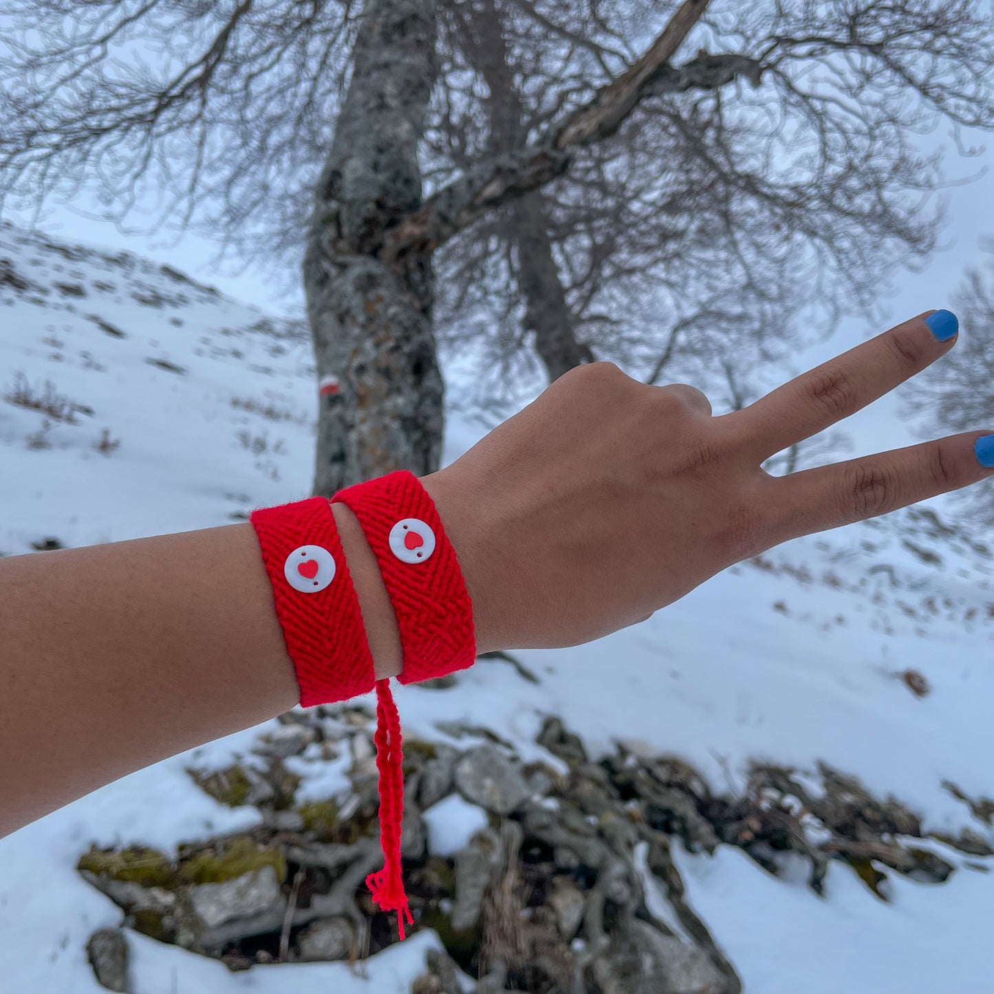 Pulsera wayúu corazón rojo